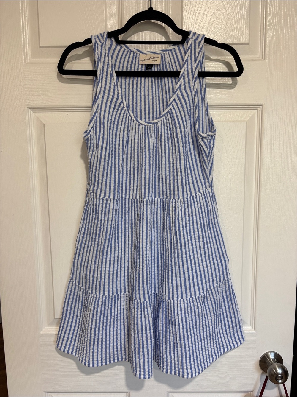 Universal Thread Tiered Blue & White Stripe Gauze Dress Size XS